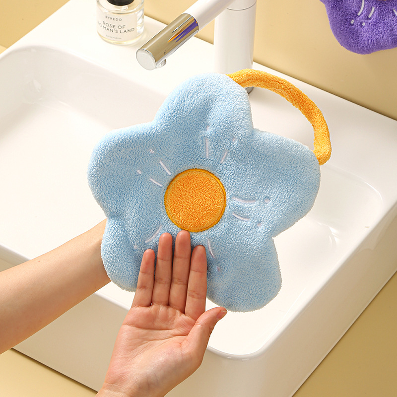 Home Bathroom Sink - Cartoon Flower Hand Towel Soft Water