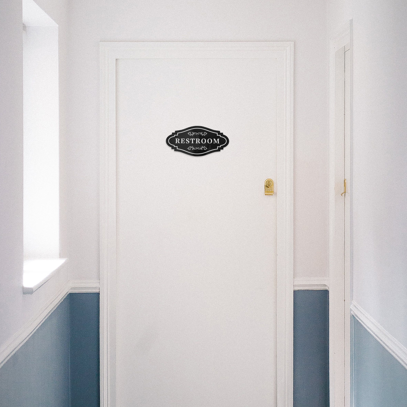 Home Bathroom Signs - 4Pcs Black Waterproof Vinyl Restroom Sticker