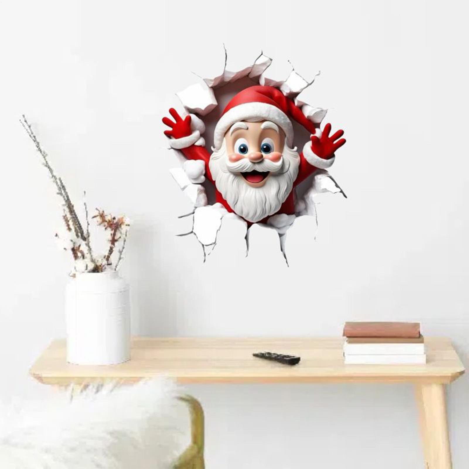 Home Bathroom Break - Christmas Wall Stickers Santa Claus Wall-Breaking