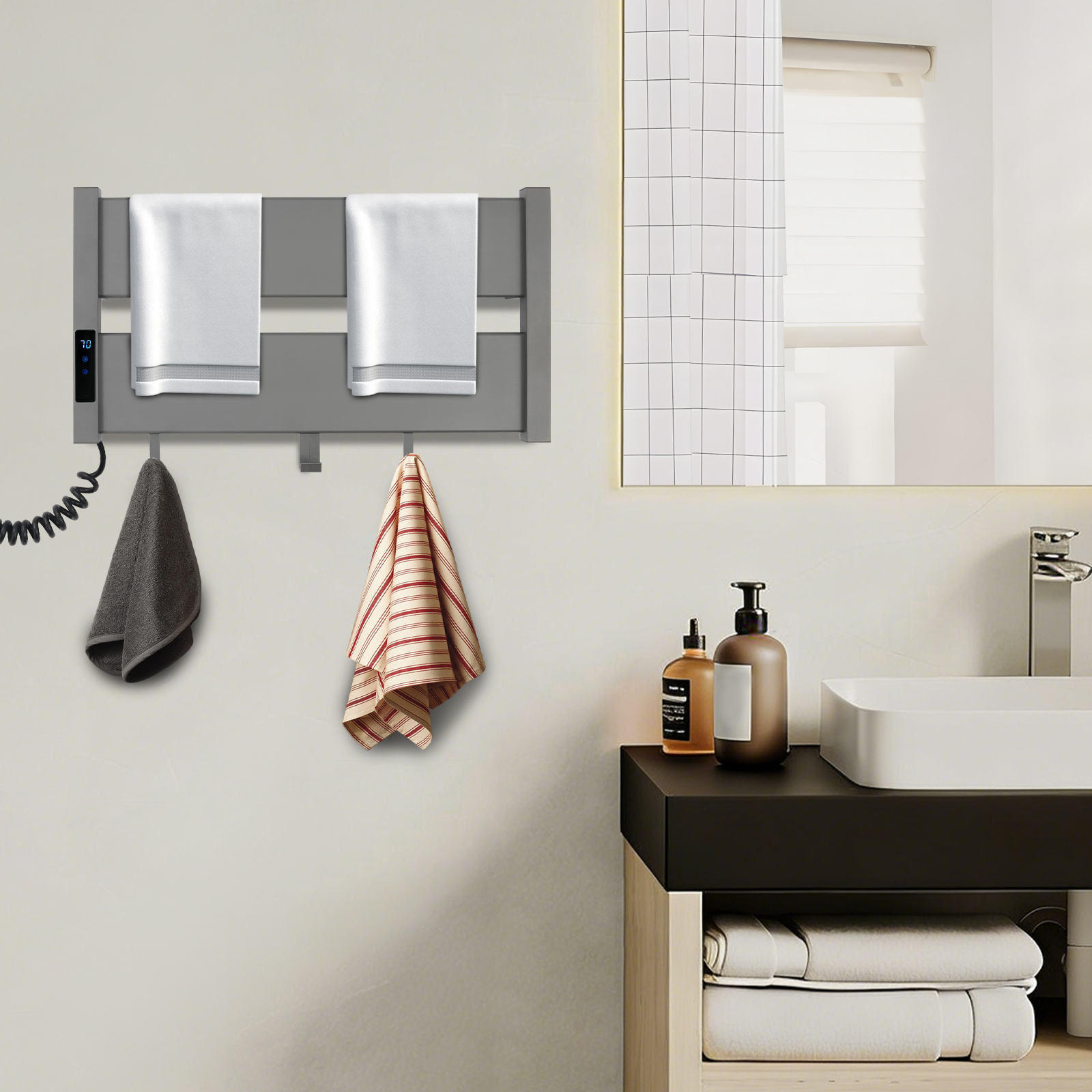 Towel Warmer Electric - Electric Heated Towel Warmer Rack, Wall-Mounted