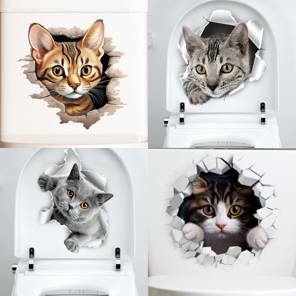 Home Bathroom Break - Cartoon Cat Break Through The Wall