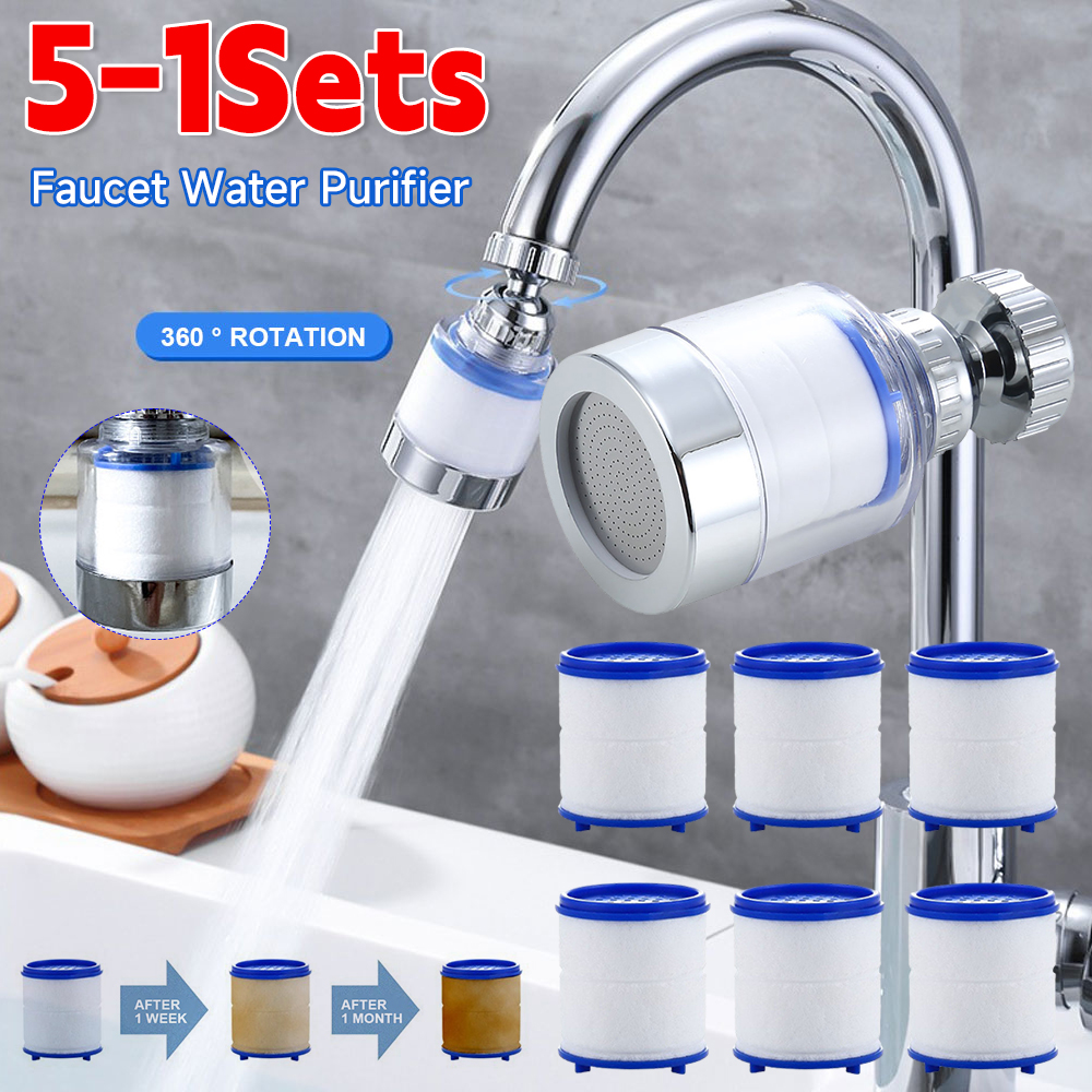 Home Bathroom Water Filter - 1-5Set Faucet Water Filter Element Remove