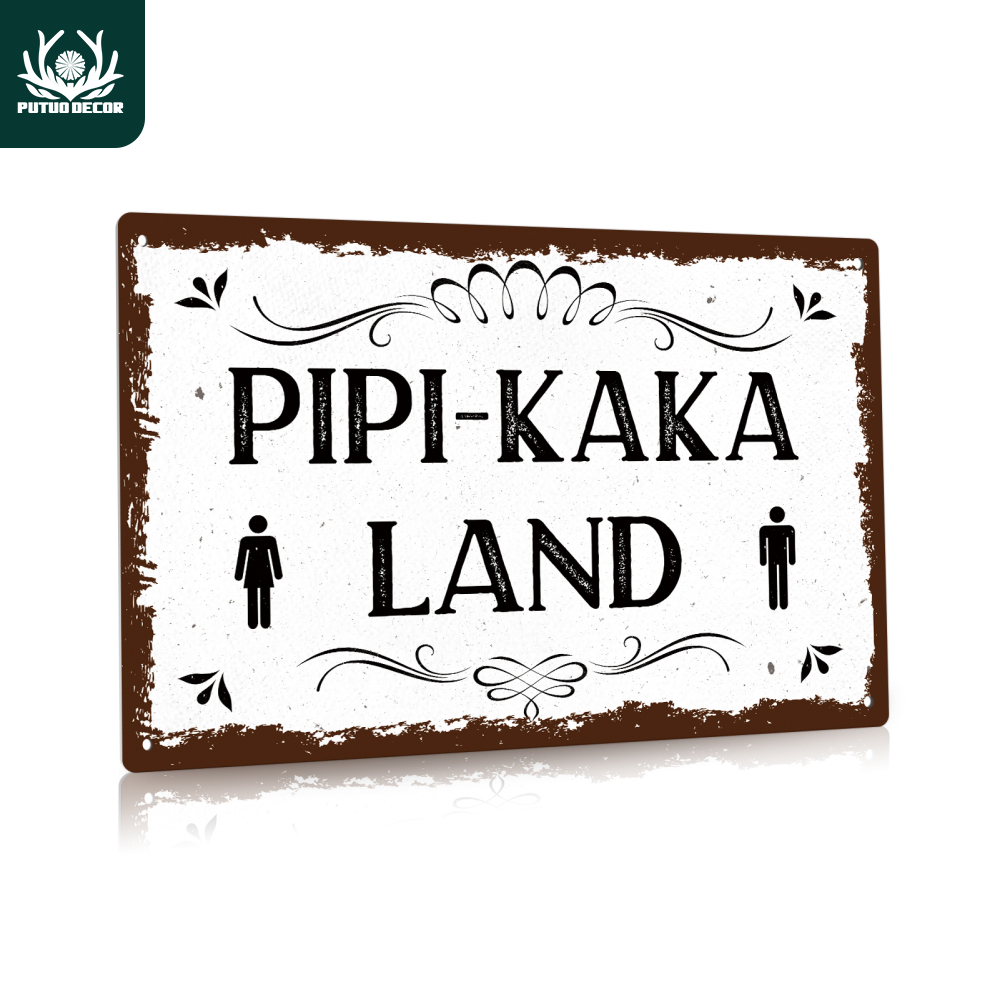 Home Bathroom Signs - Putuo Decor 1pc Vintage Metal Tin