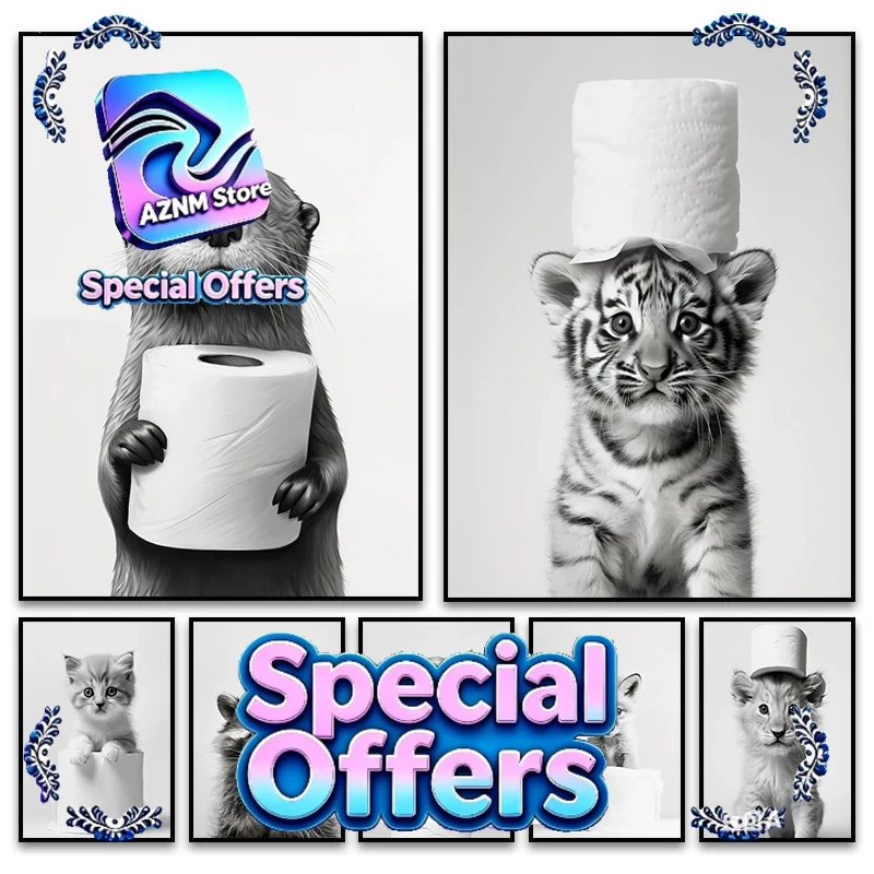 Cute Animals Toilet Paper Livi - Home Bathroom Wallpaper บทวิจารณ์และราคา
