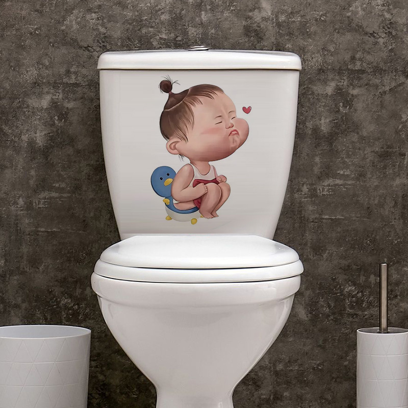 Cartoon Funny Child Toilet Sti - Home Bathroom Wallpaper บทวิจารณ์และราคา