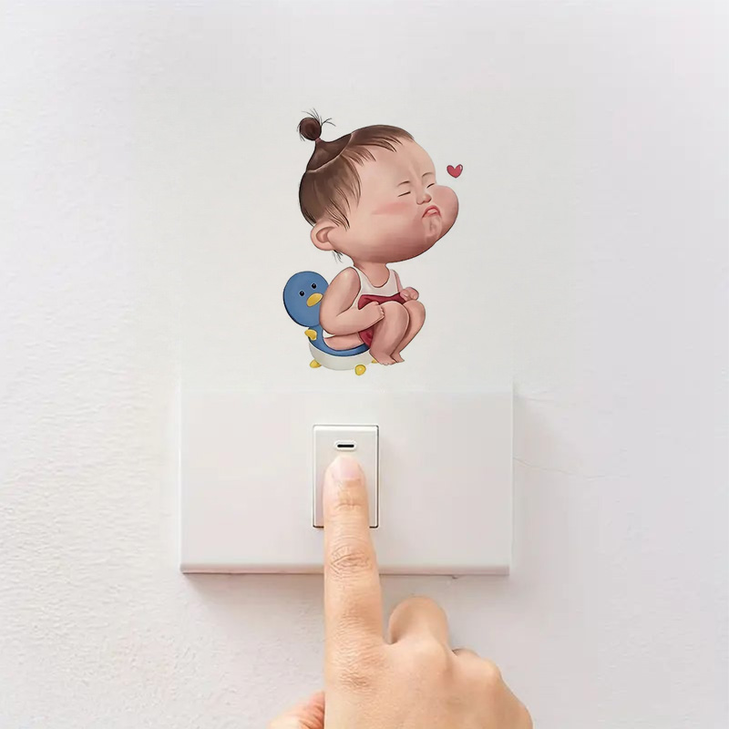 Cartoon Funny Child Toilet Sti - Home Bathroom Wallpaper บทวิจารณ์และราคา
