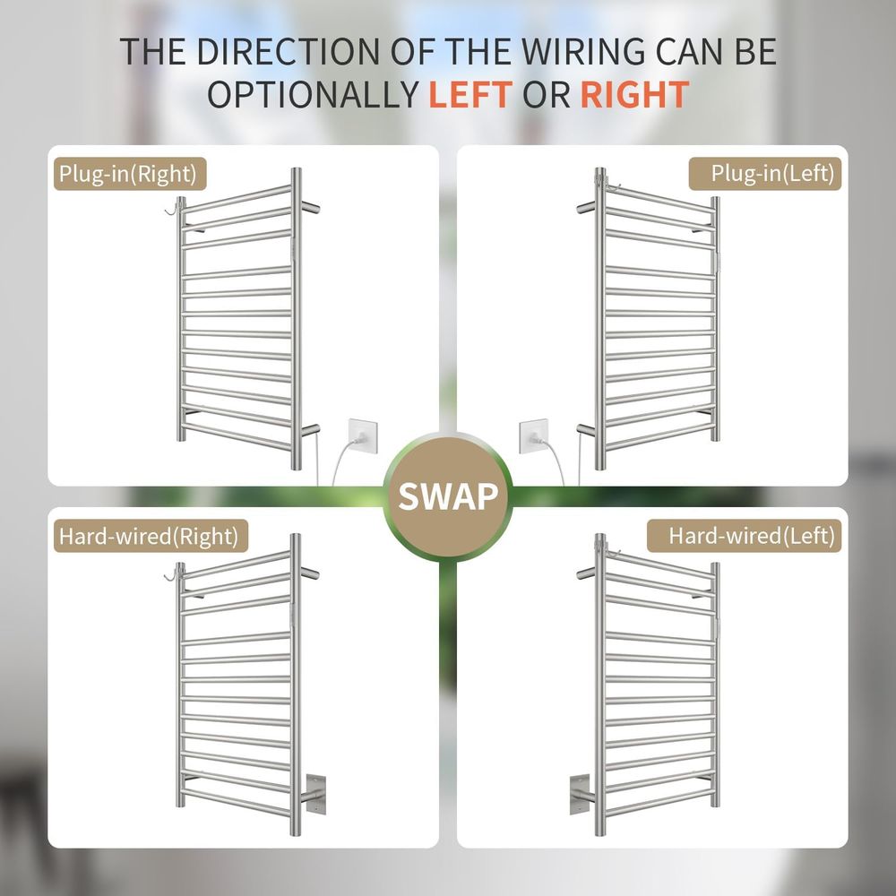 12-Bar Wall-Mounted Towel Warm - Towel Bar Stainless บทวิจารณ์และราคา