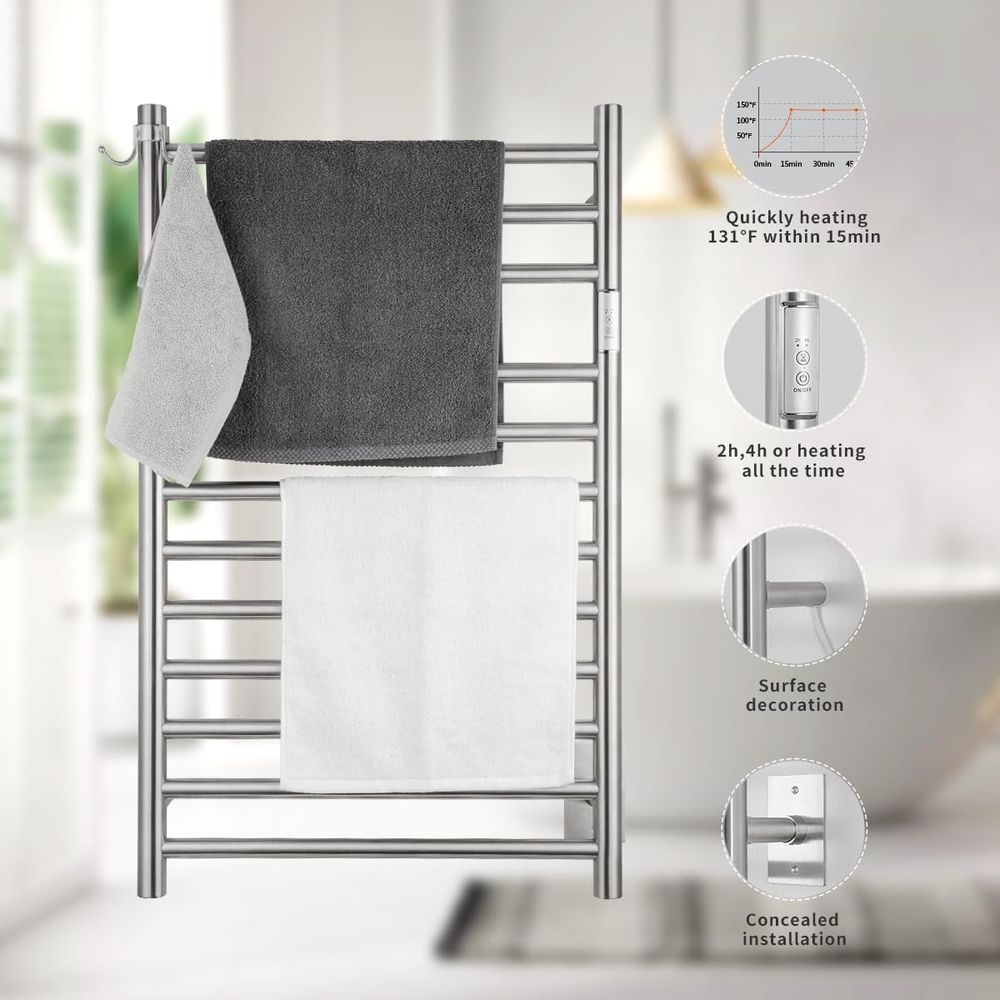 12-Bar Wall-Mounted Towel Warm - Towel Bar Stainless บทวิจารณ์และราคา