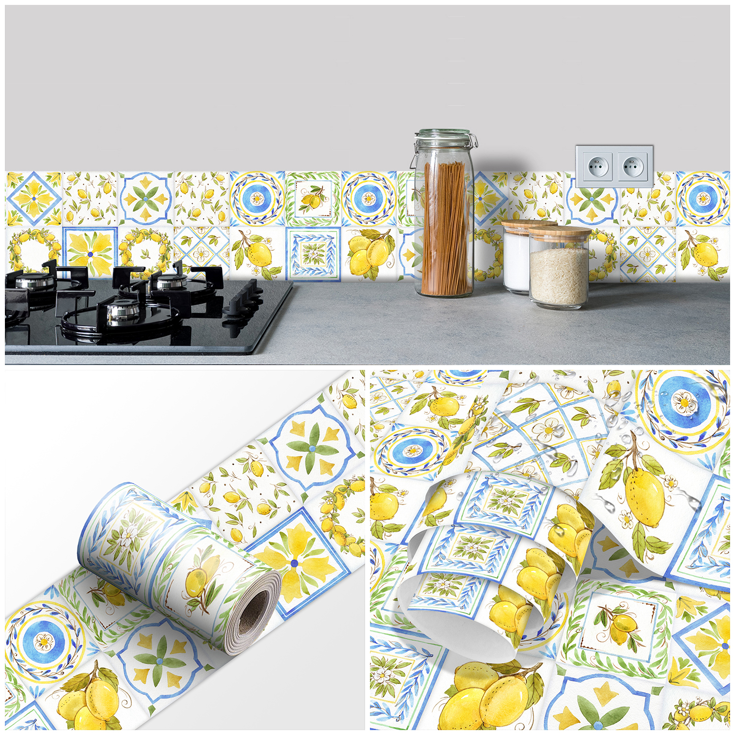 Fresh Style Lemon Ceramic Wall - Home Bathroom Wallpaper บทวิจารณ์และราคา