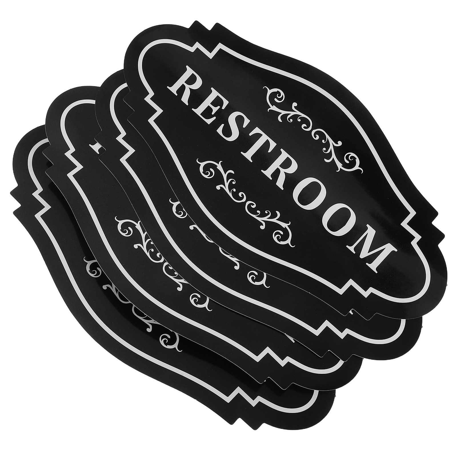 4Pcs Black Waterproof Vinyl Re - Home Bathroom Signs บทวิจารณ์และราคา