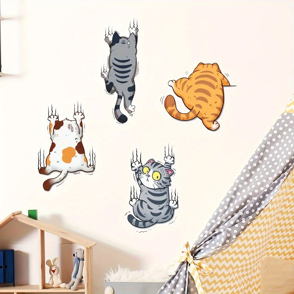 Cartoon Climbing Cat Lucky Cat - Home Bathroom Wallpaper บทวิจารณ์และราคา