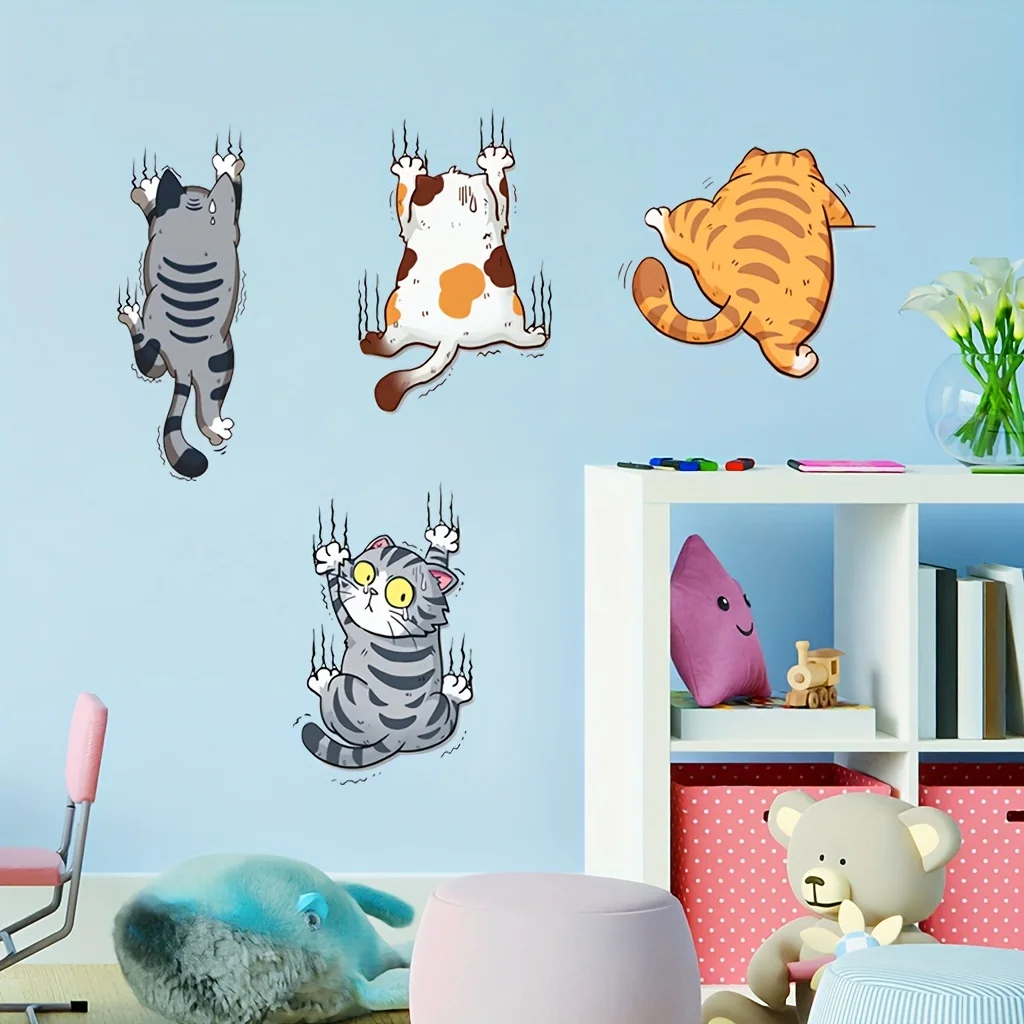 Cartoon Climbing Cat Lucky Cat - Home Bathroom Wallpaper บทวิจารณ์และราคา