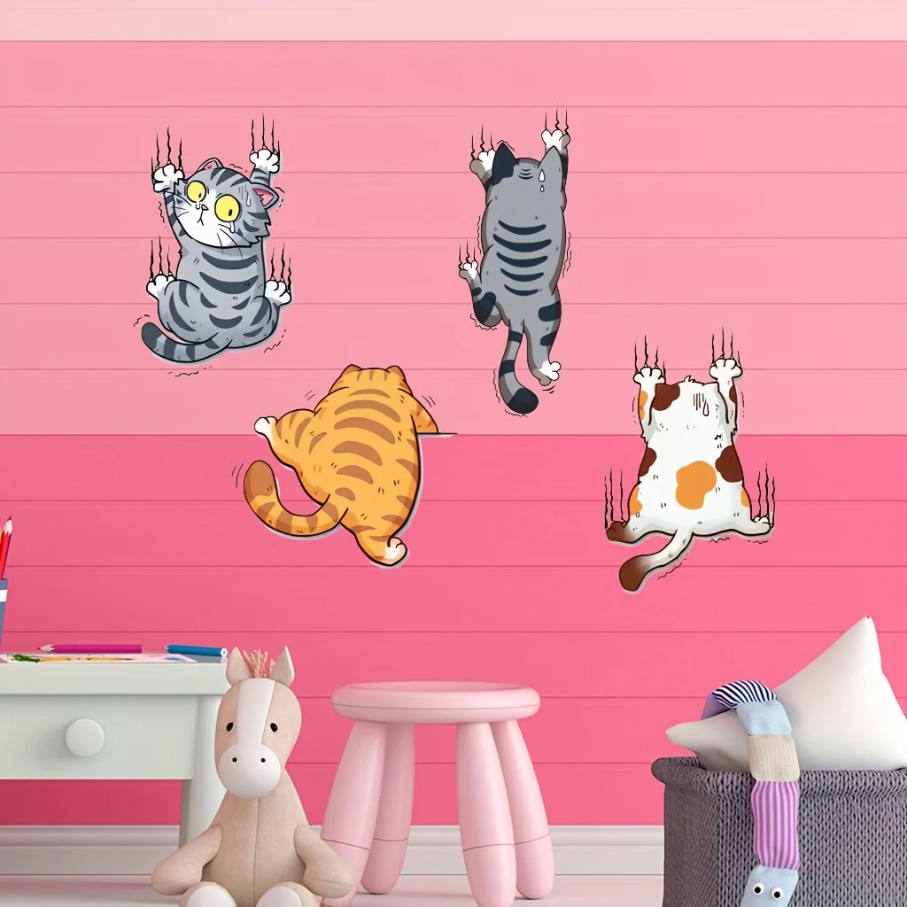 Cartoon Climbing Cat Lucky Cat - Home Bathroom Wallpaper บทวิจารณ์และราคา