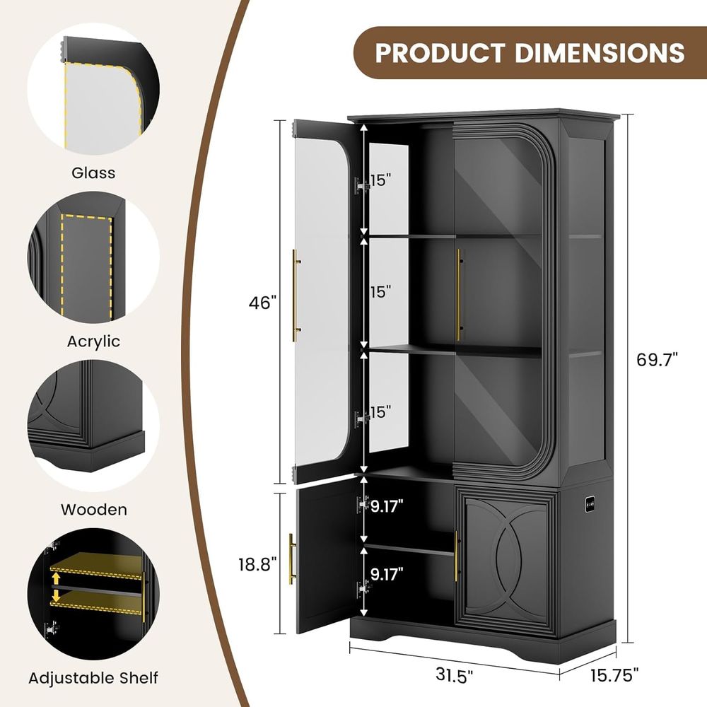 69 Tall Glass Display Cabinet  - Home & Bathroom Building Products Pte Ltd Reviews บทวิจารณ์และราคา