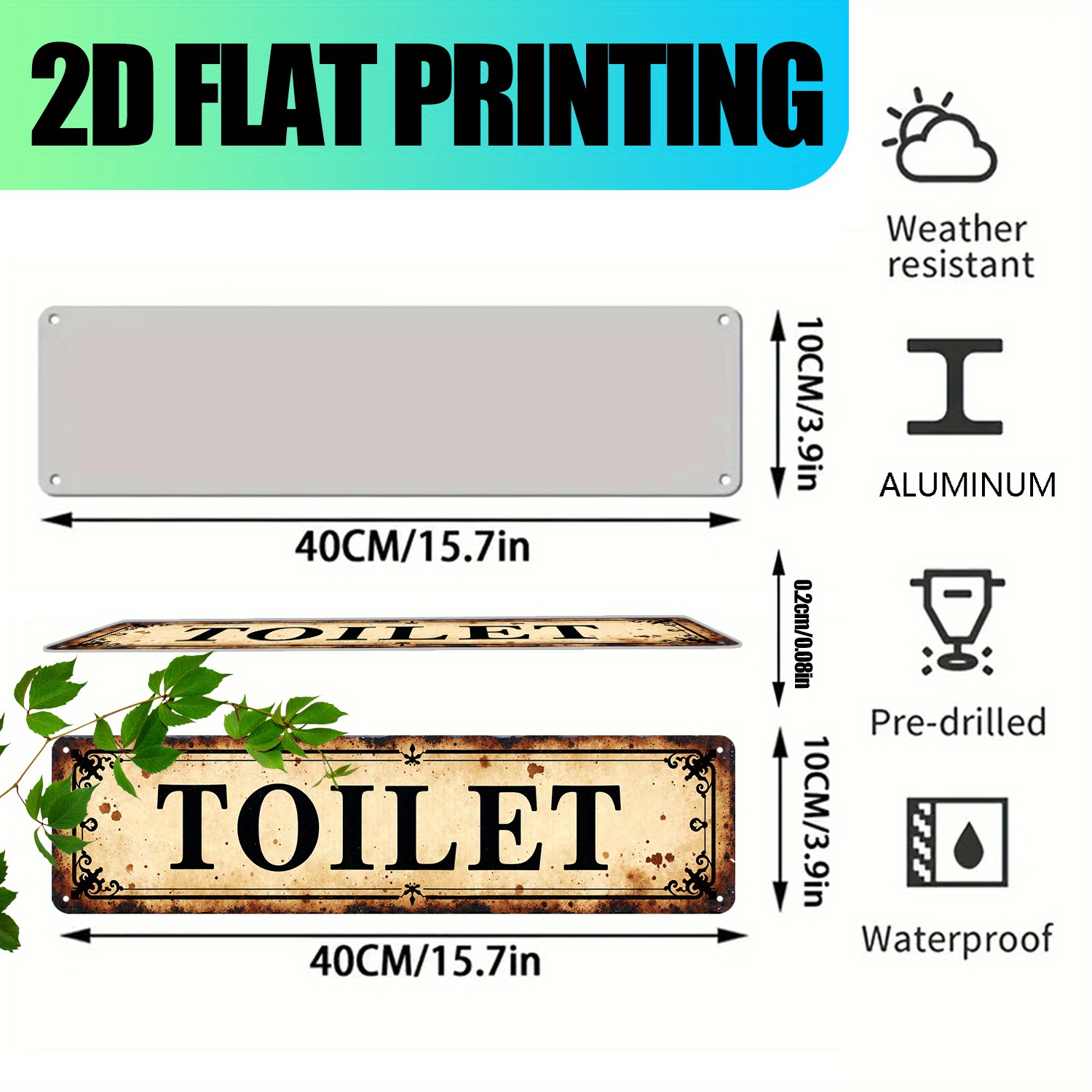 2D Flat, Vintage Aluminum Wall - Home Bathroom Signs บทวิจารณ์และราคา