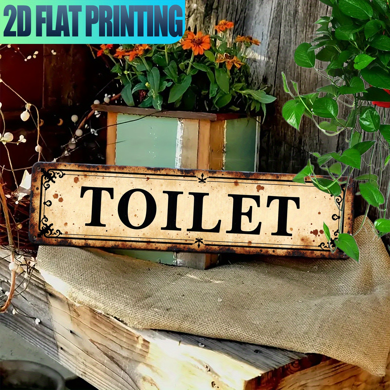 2D Flat, Vintage Aluminum Wall - Home Bathroom Signs บทวิจารณ์และราคา