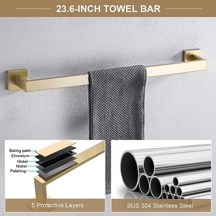 6-Piece Bathroom Towel Bar Set - Towel Bar Stainless บทวิจารณ์และราคา