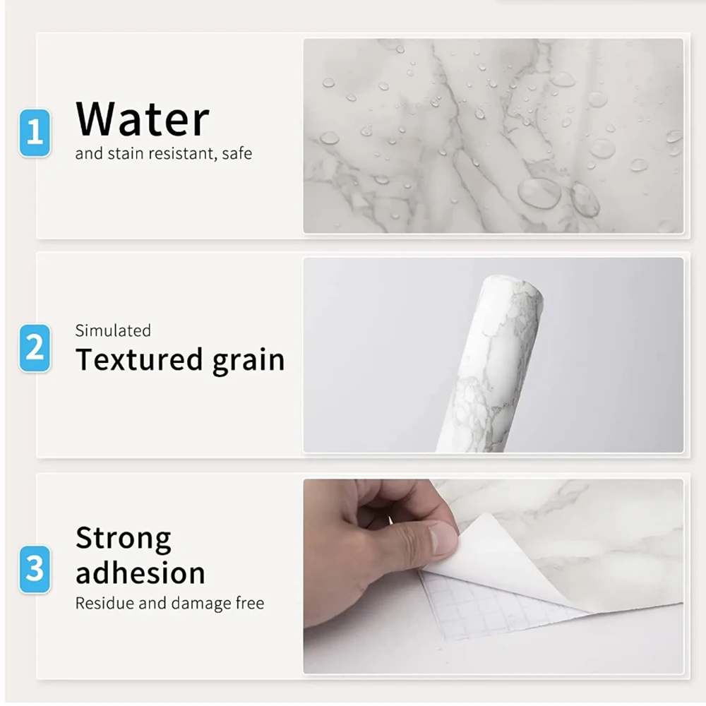 Marble Vinyl Self Adhesive Wal - Home Bathroom Wallpaper บทวิจารณ์และราคา