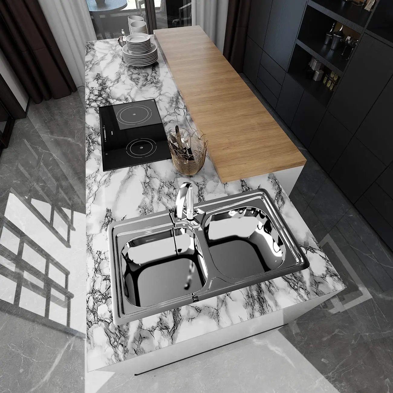 Marble Vinyl Self Adhesive Wal - Home Bathroom Wallpaper บทวิจารณ์และราคา