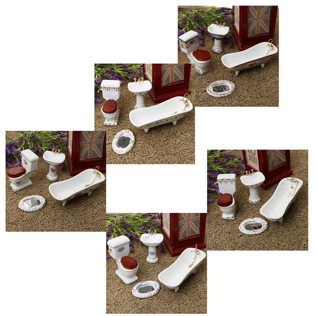Ceramic Dollhouse Bathroom Set - Home Bathroom Sink บทวิจารณ์และราคา