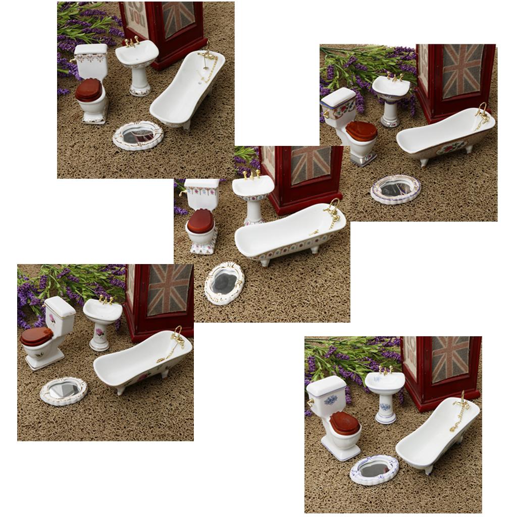 Ceramic Dollhouse Bathroom Set - Home Bathroom Sink บทวิจารณ์และราคา