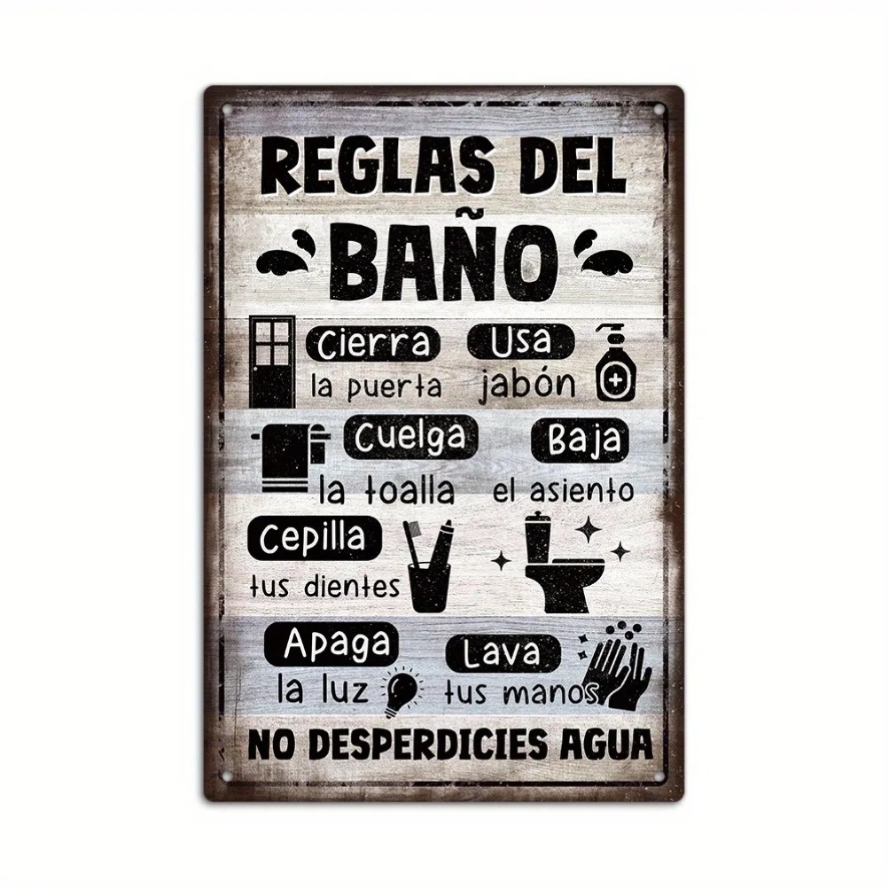 1pc Spanish Vintage Bathroom R - Home Bathroom Signs บทวิจารณ์และราคา