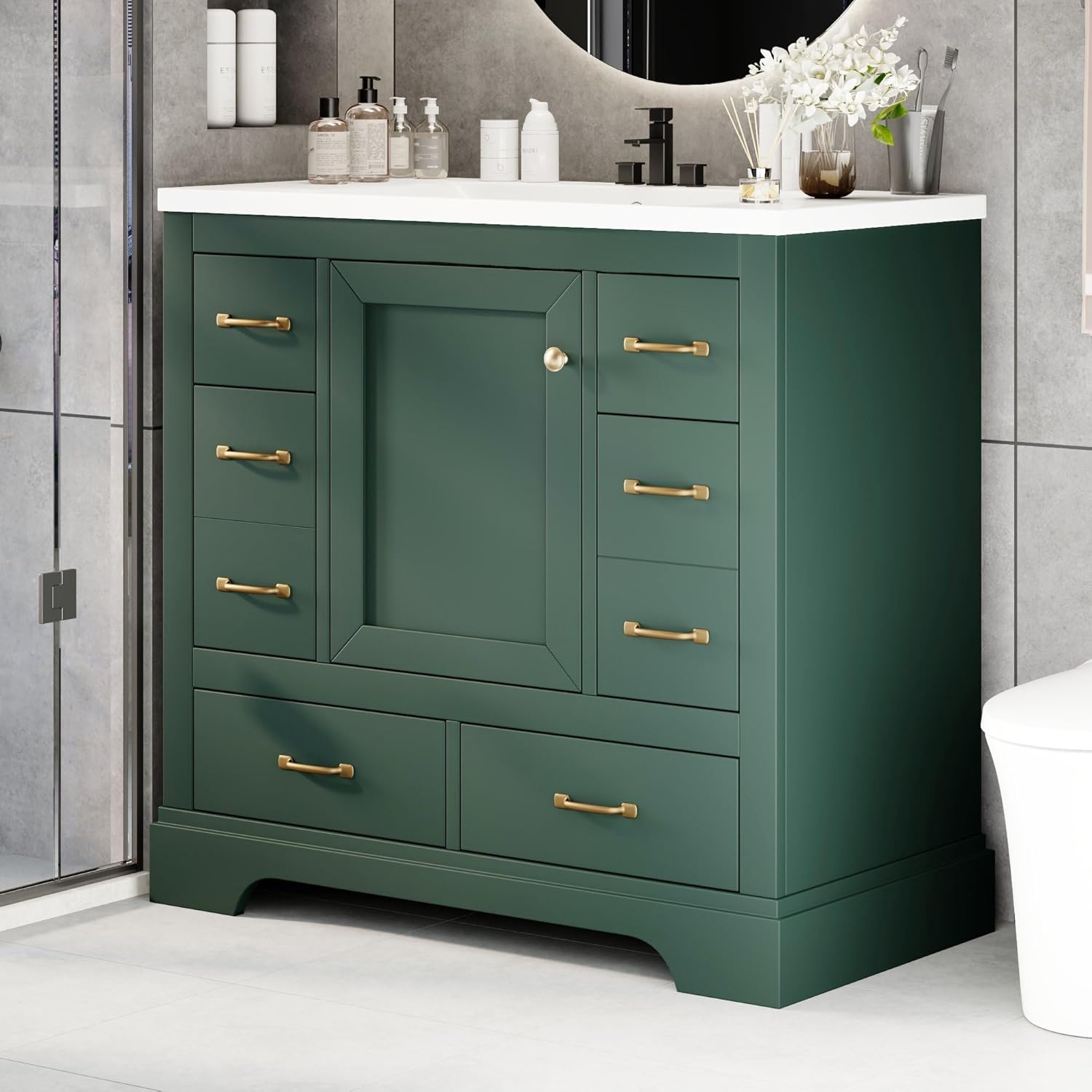 36in Bathroom Vanity Cabinet w - Home Bathroom Sink บทวิจารณ์และราคา