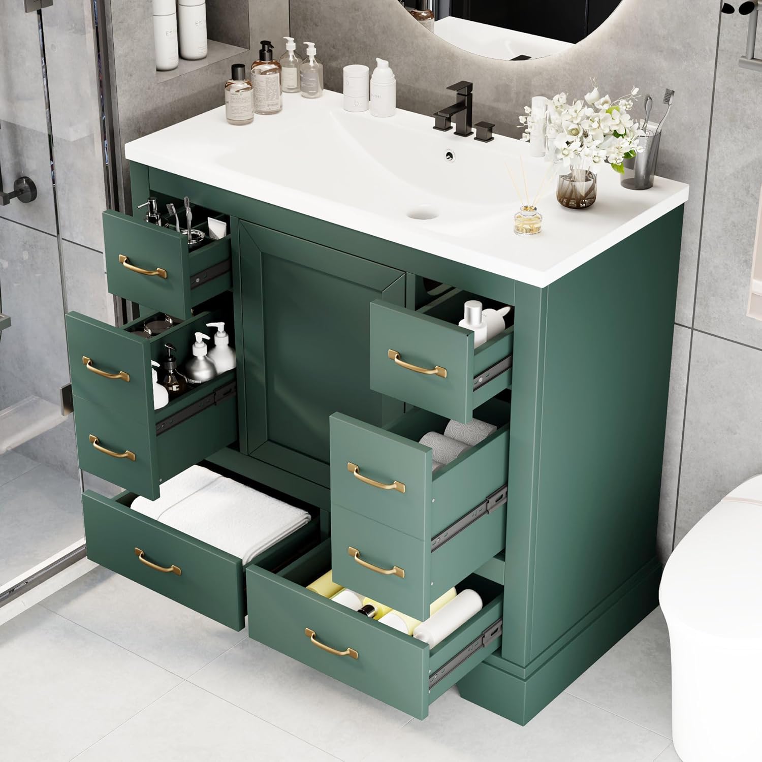 36in Bathroom Vanity Cabinet w - Home Bathroom Sink บทวิจารณ์และราคา