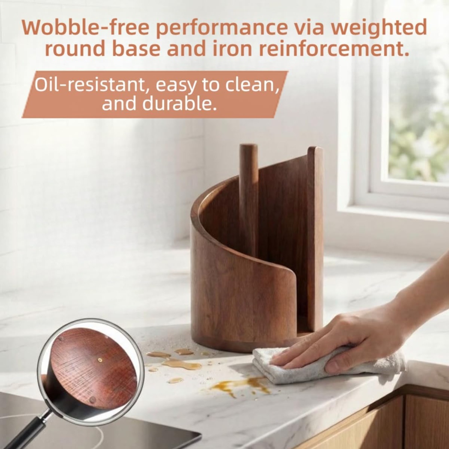 Natural Wood Kitchen Paper Tow - Home Bathroom Paper Towel Holder บทวิจารณ์และราคา