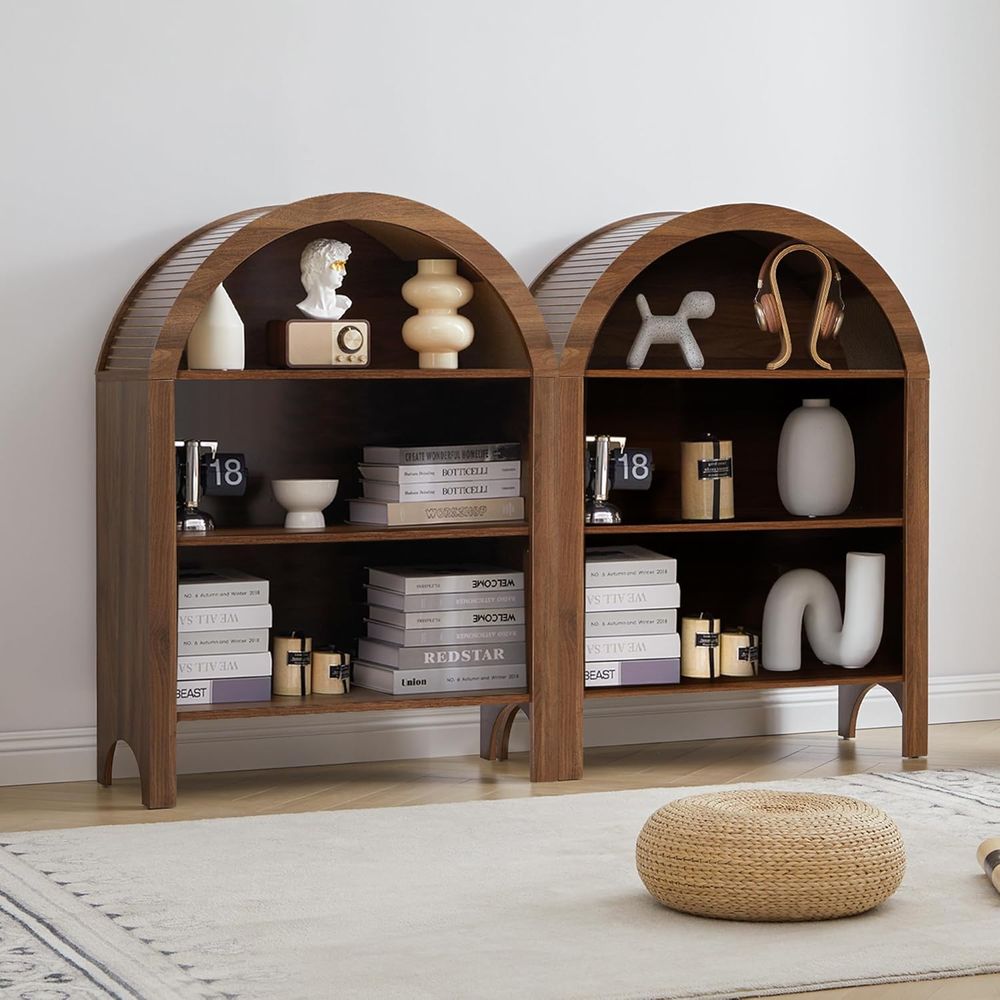 Walnut 3-Shelf Arched Bookcase - Home & Bathroom Building Products Pte Ltd Reviews บทวิจารณ์และราคา