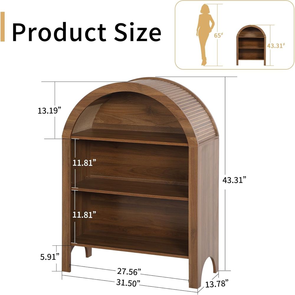 Walnut 3-Shelf Arched Bookcase - Home & Bathroom Building Products Pte Ltd Reviews บทวิจารณ์และราคา