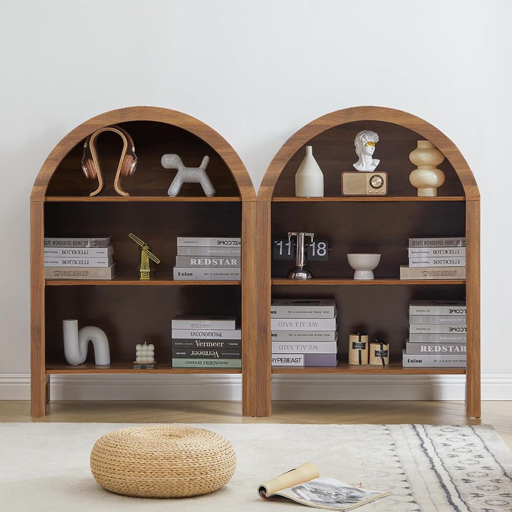 Walnut 3-Shelf Arched Bookcase - Home & Bathroom Building Products Pte Ltd Reviews บทวิจารณ์และราคา