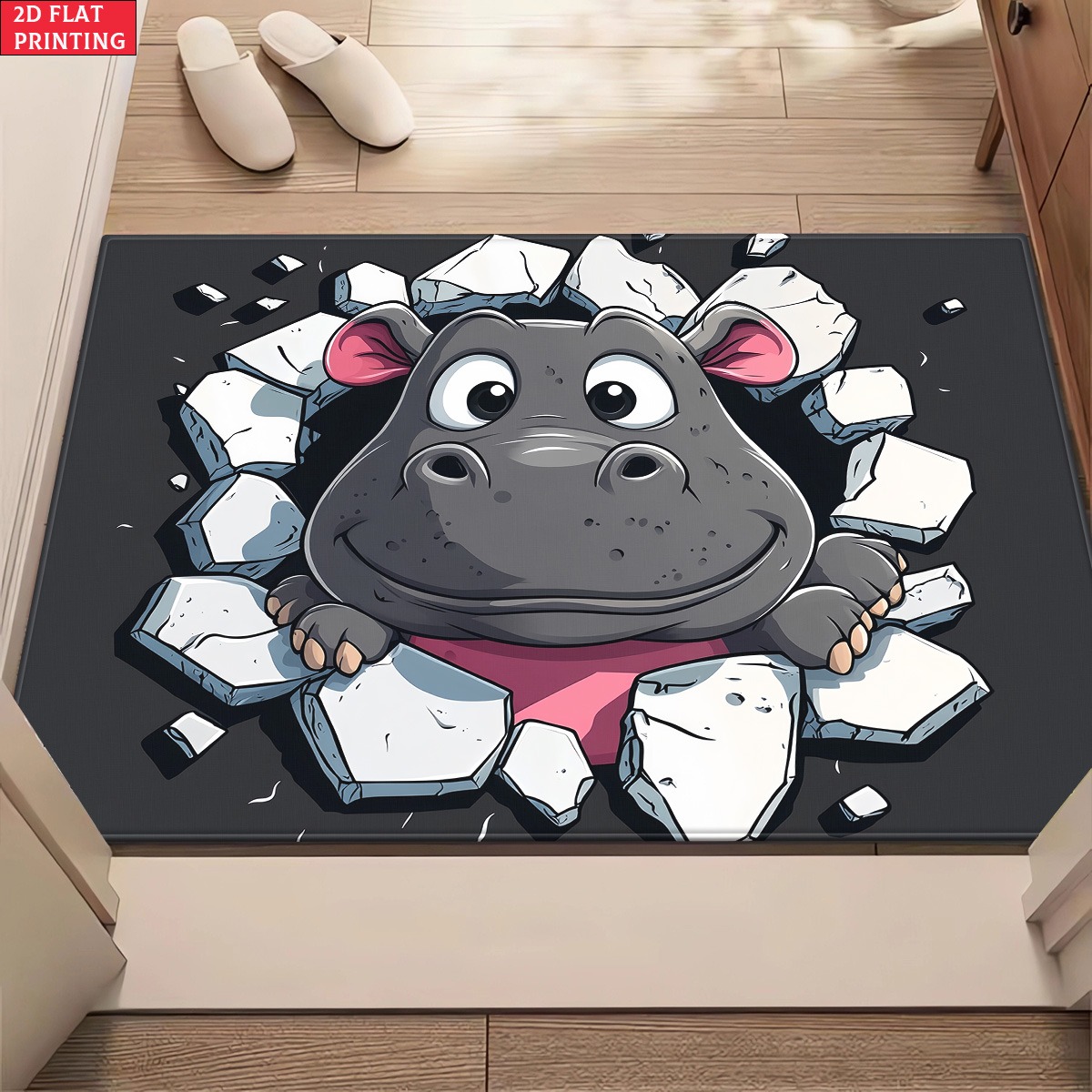 3D Cartoon Hippo Door Mat, Bre - Home Bathroom Break บทวิจารณ์และราคา