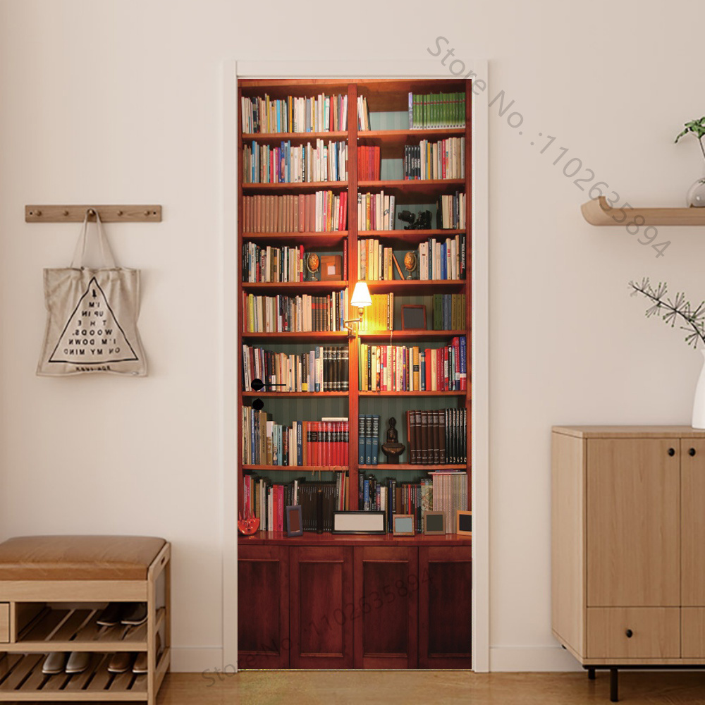 Girl Shadow Wooden Doors Vinyl - Home Bathroom Wallpaper บทวิจารณ์และราคา