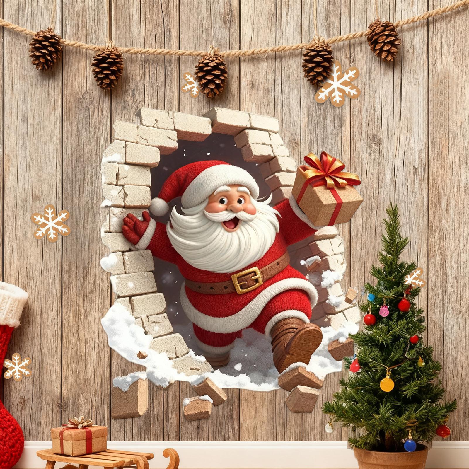 Santa Claus Wall Stickers Chri - Home Bathroom Break บทวิจารณ์และราคา