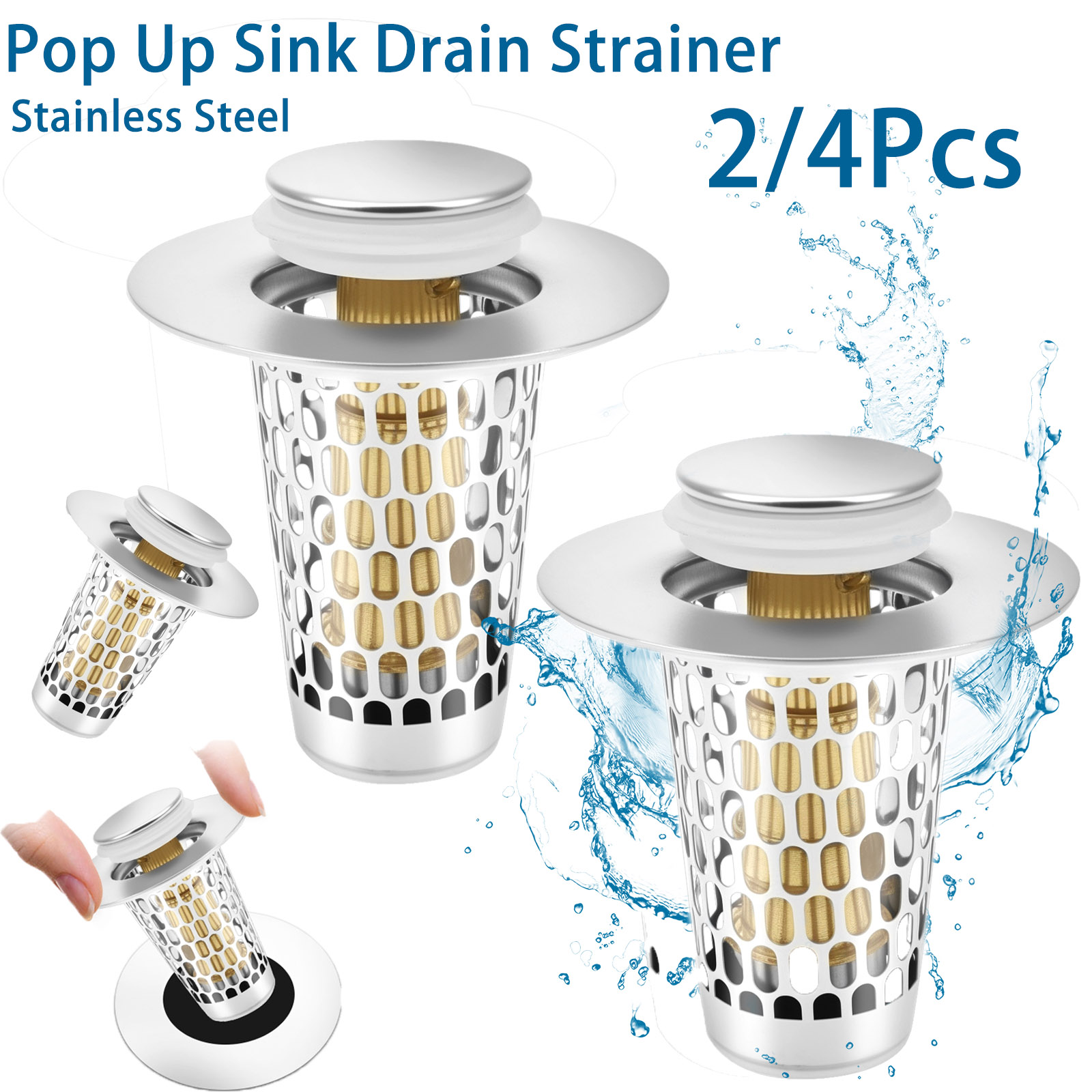 2/4Pc Pop Up Sink Drain Strain - Drain Hair Catcher บทวิจารณ์และราคา