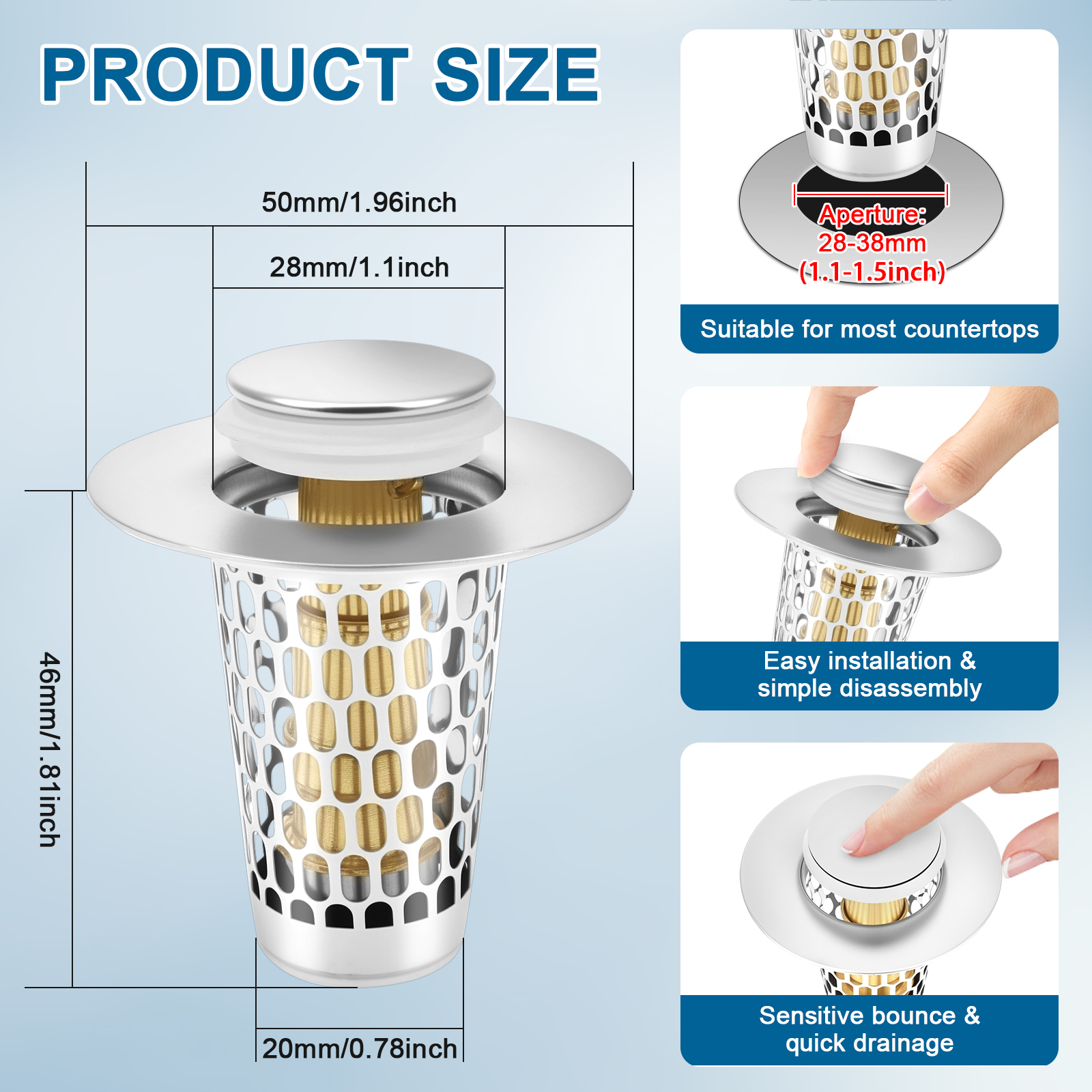 2/4Pc Pop Up Sink Drain Strain - Drain Hair Catcher บทวิจารณ์และราคา
