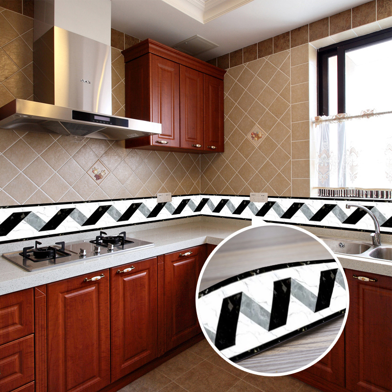Black White Stripe Baseboard W - Home Bathroom Wallpaper บทวิจารณ์และราคา