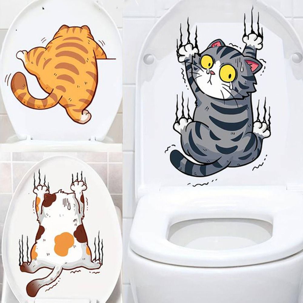 3 PCS/SET Cute Cat Wall Sticke - Home Bathroom Wallpaper บทวิจารณ์และราคา