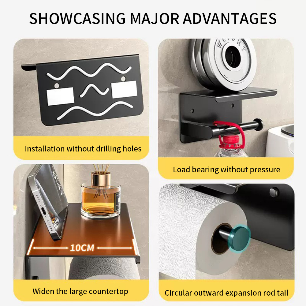 No Drill Wall Mount Toilet Pap - Home Bathroom Wallpaper บทวิจารณ์และราคา