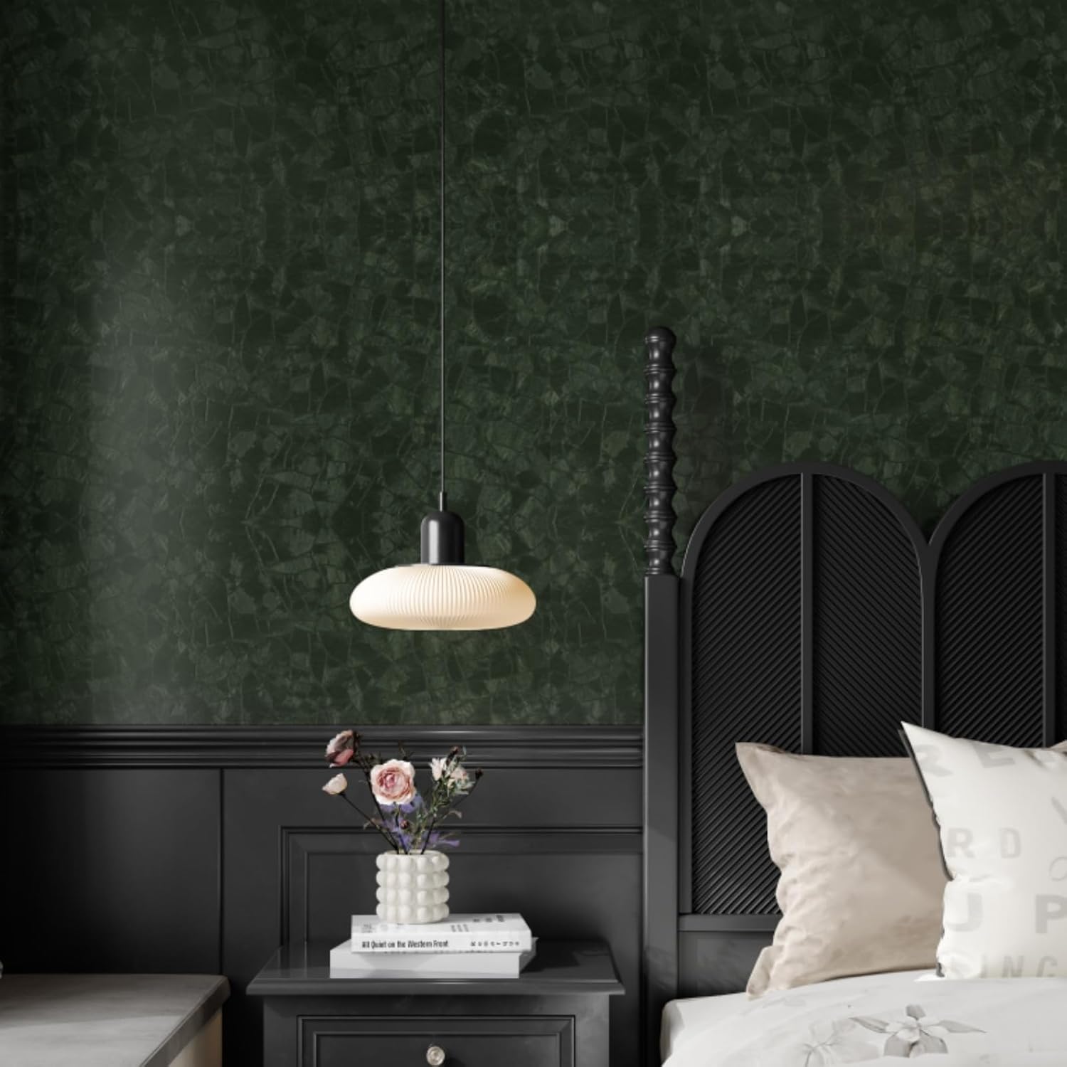 Dark Green Peel and Stick Wall - Home Bathroom Wallpaper บทวิจารณ์และราคา