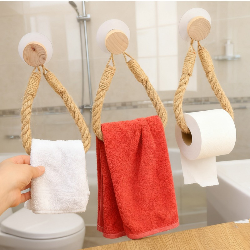 4/1pcs Nail-free Wooden Hook P - Home Bathroom Paper Towel Holder บทวิจารณ์และราคา