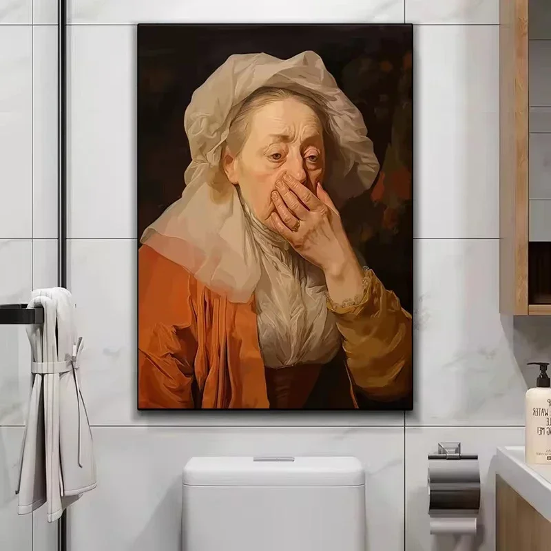 Funny Mona Lisa Wearing Pearls - Home Bathroom Wallpaper บทวิจารณ์และราคา