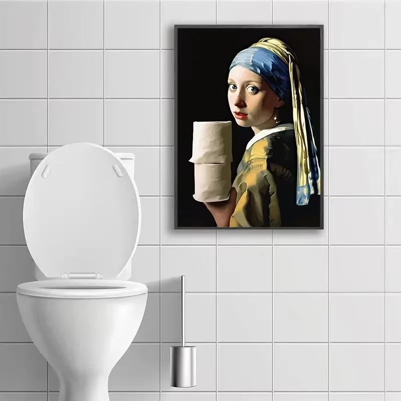 Funny Mona Lisa Wearing Pearls - Home Bathroom Wallpaper บทวิจารณ์และราคา