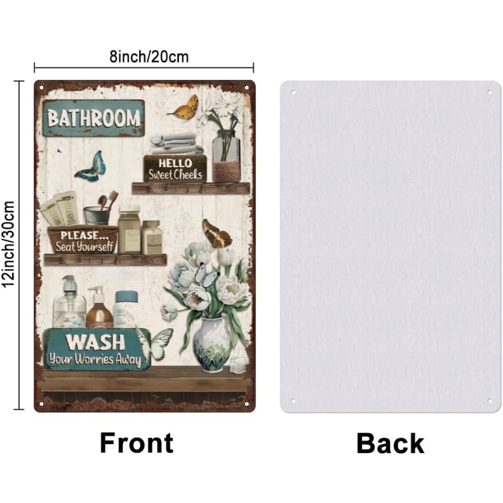 Bathroom Floral Tin Signs Vint - Home Bathroom Signs บทวิจารณ์และราคา