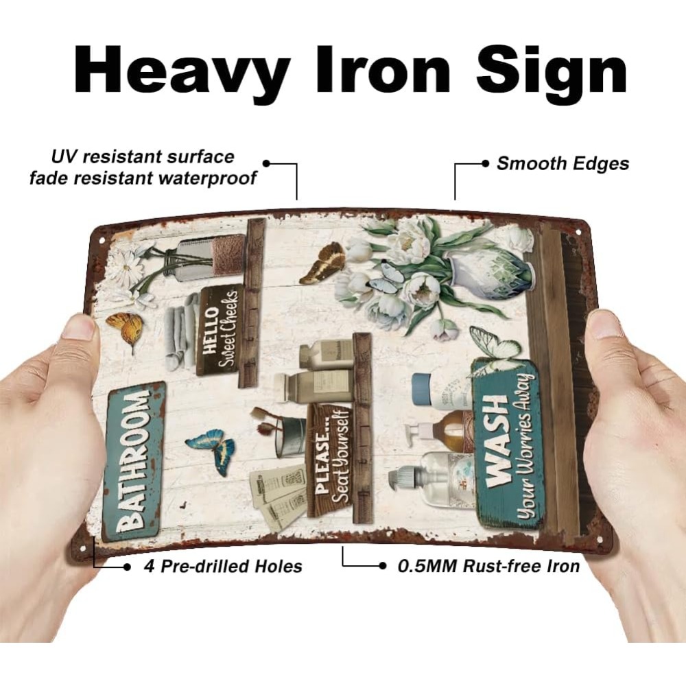 Bathroom Floral Tin Signs Vint - Home Bathroom Signs บทวิจารณ์และราคา