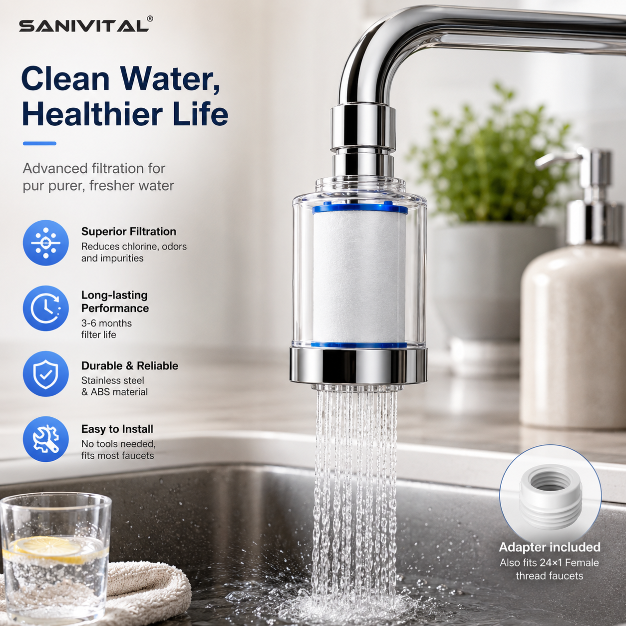 SANIVITAL Faucet Water Filter  - Home Bathroom Water Filter บทวิจารณ์และราคา