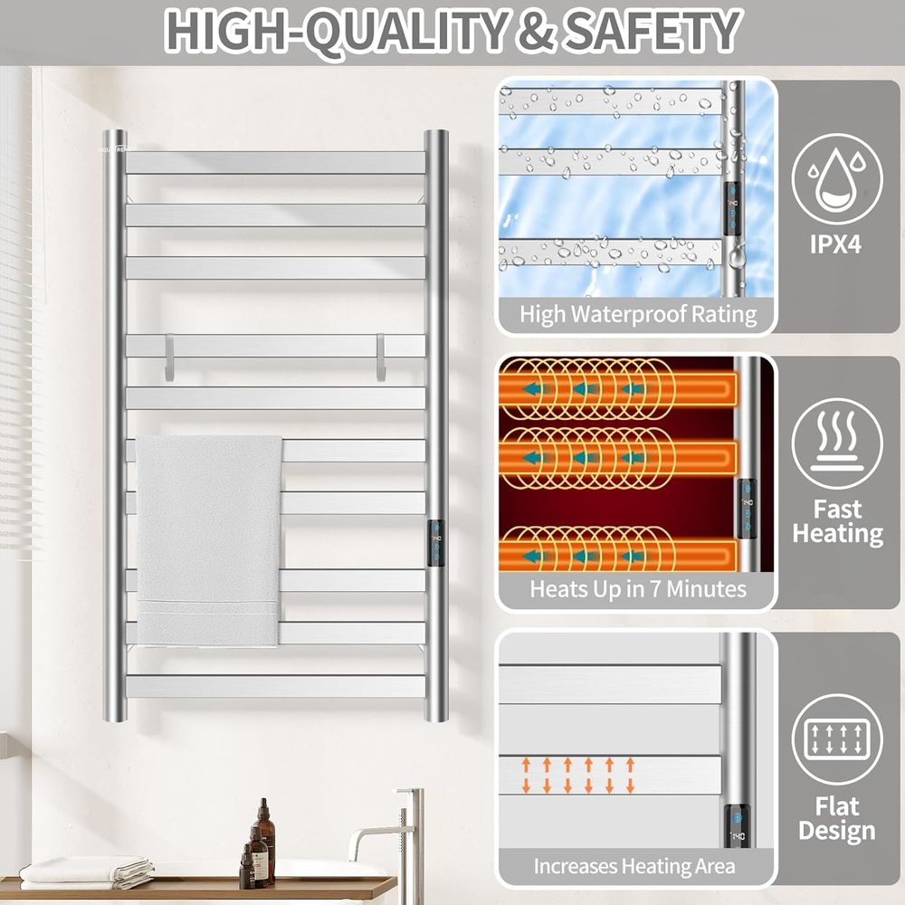 10-Bar Electric Wall-Mounted T - Towel Warmer Electric บทวิจารณ์และราคา
